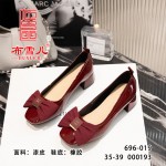 BX696-019 酒红色 时装优雅粗跟女单鞋