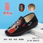 BX339-112 黑色 女中国风刺绣舒适布单鞋